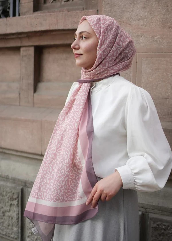 Flora Line Hijab - Powder
