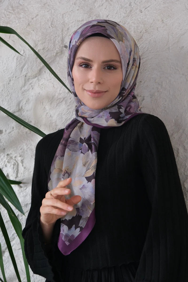 Velvet Bloom Square Scarf - Velvet Purple