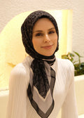 Flora Line Square Scarf - Black Gray