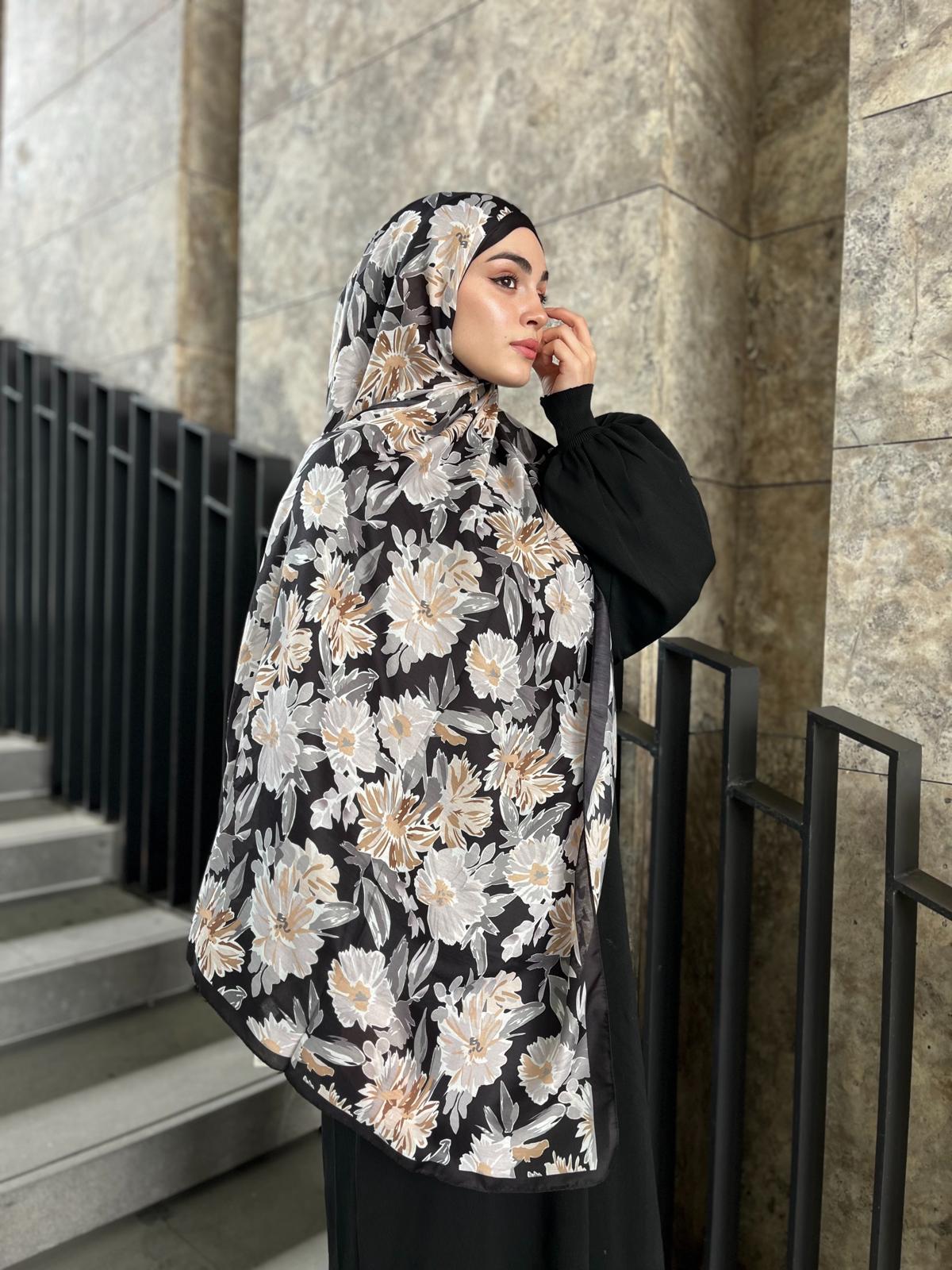Matilda Pattern Hijab - Black