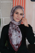 Velvet Bloom Square Scarf - Reddish Brown