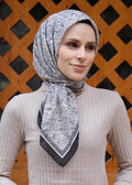 Scheherazade Square Scarf - White Black