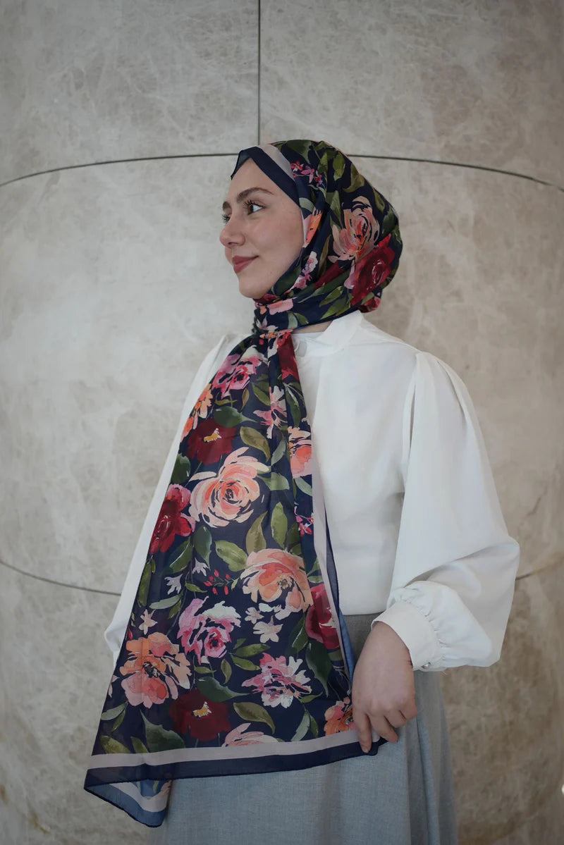 Florya Hijab - Navy Blue