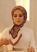 Flora Line Square Scarf - Burgundy