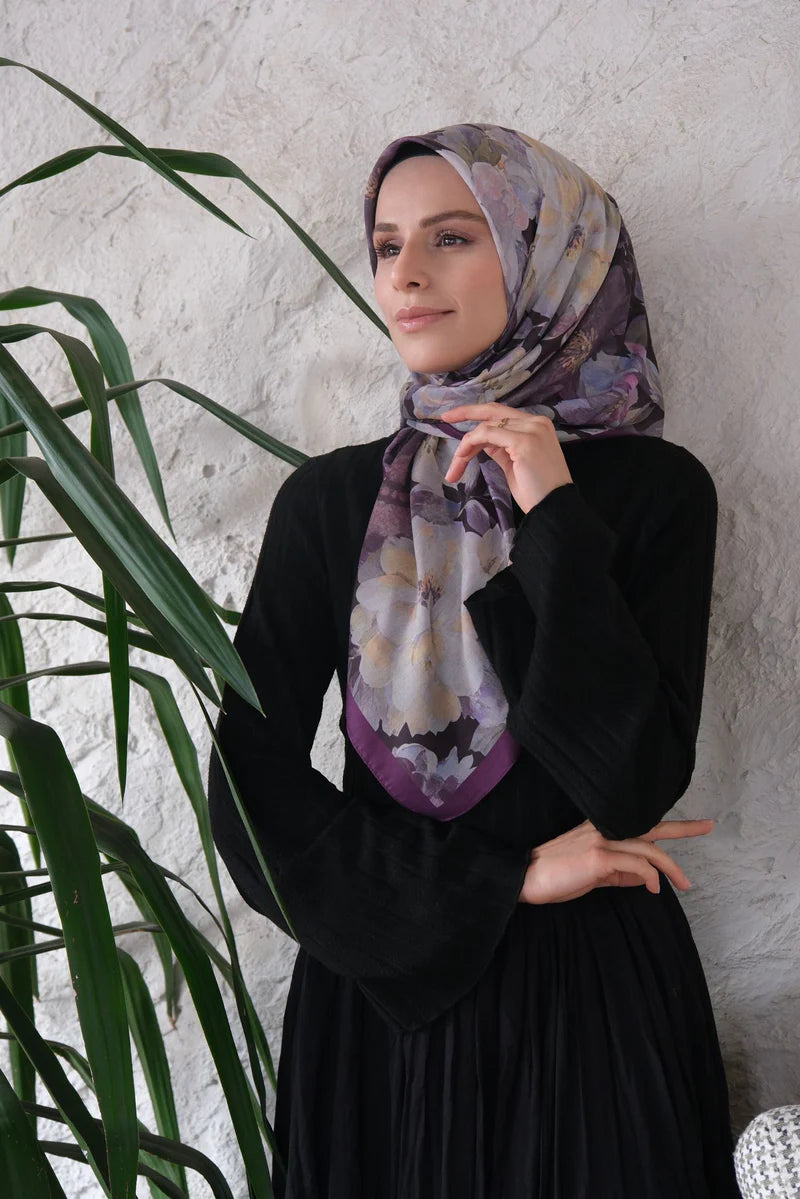 Velvet Bloom Square Scarf - Velvet Purple