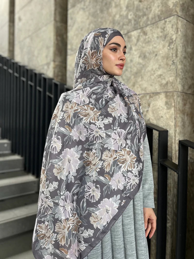 Matilda Pattern Hijab - Gray