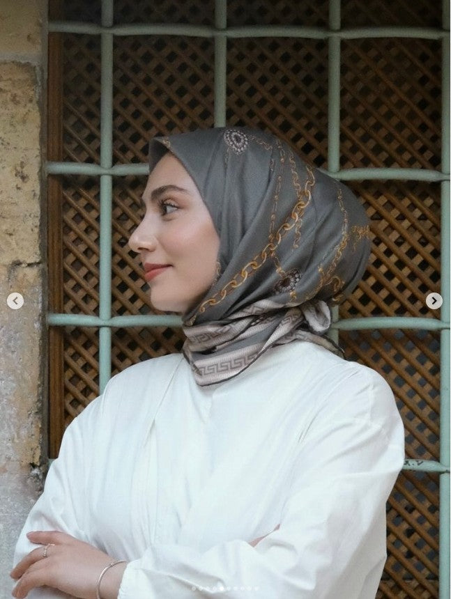 Chain Square Scarf - Green