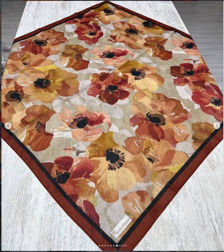 Maribel Square Scarf -  Terracotta