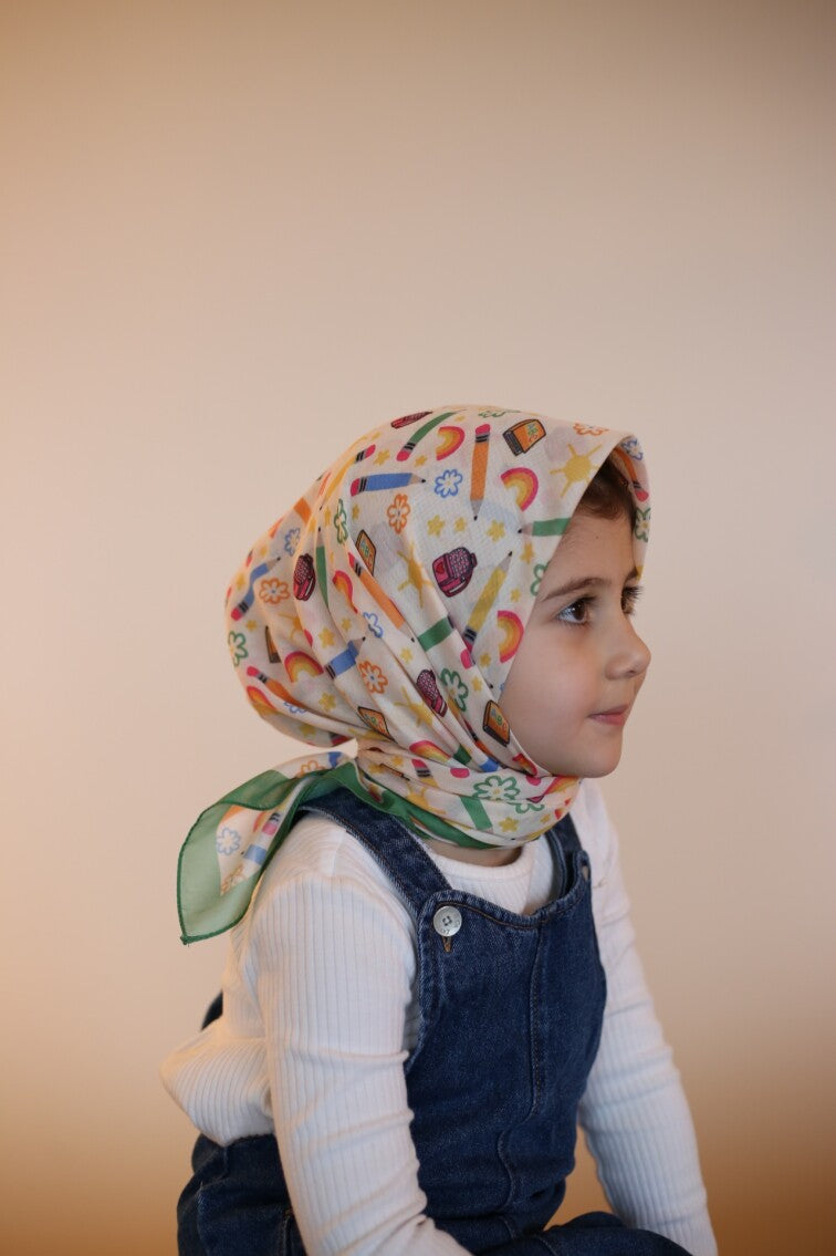 Kids Square Scarf - Stationary