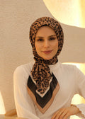 Flora Line Square Scarf - Caramel