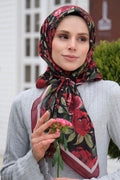 Florya Square Scarf - Red Black