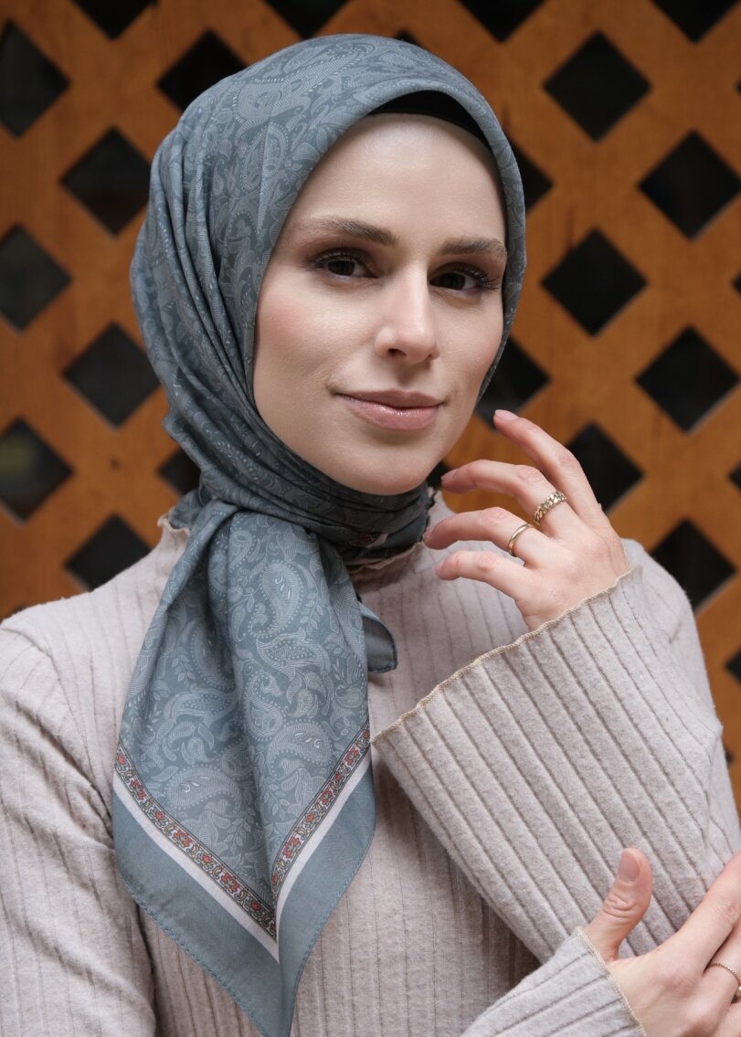 Scheherazade Square Scarf - Pastel Green